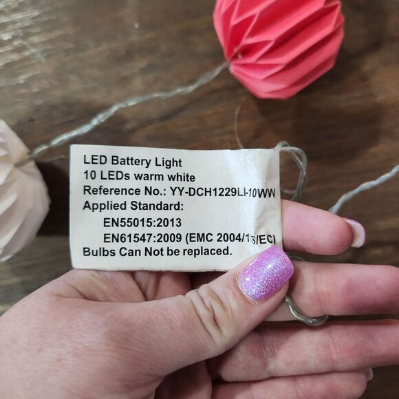 Red and White Battery Operated Paper Lantern String Lights Novelty Holiday Decor - Picture 4 of 4